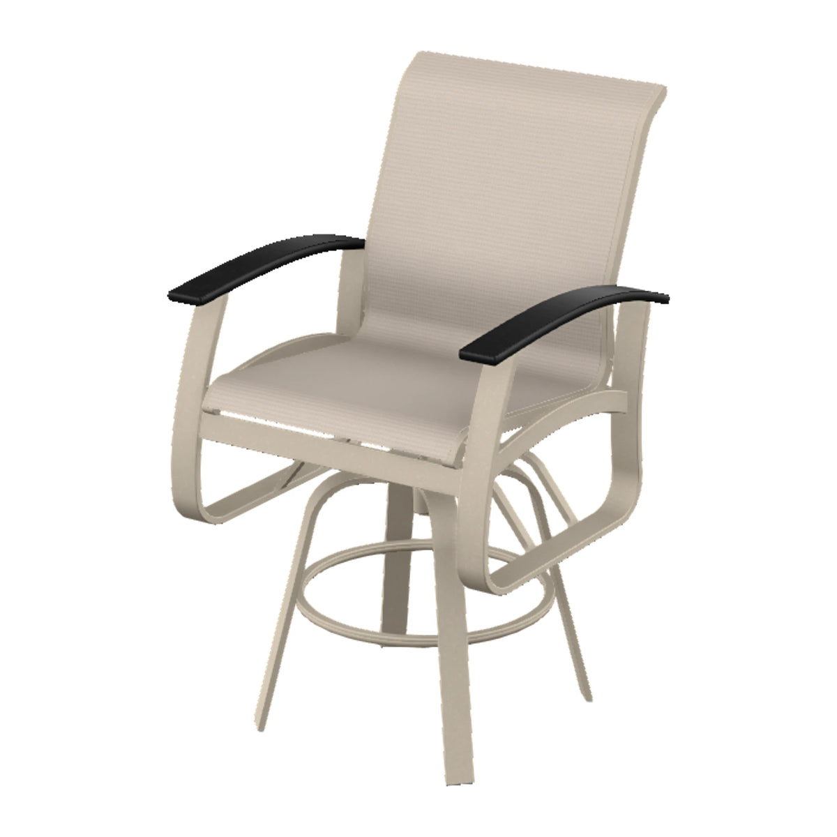 Belle Isle Sling Bar Swivel Chair — Desert Sand PC / Black Accents