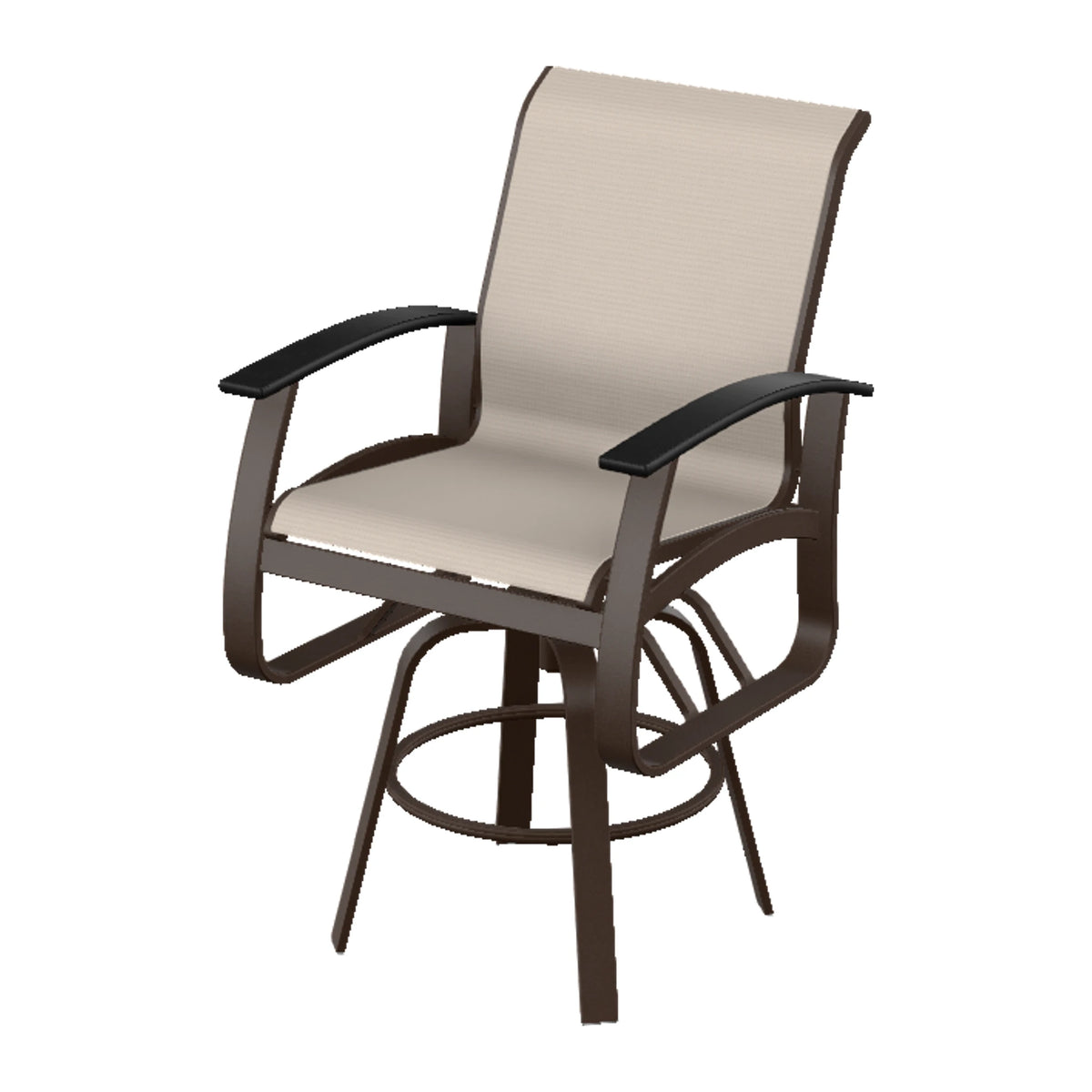 Belle Isle Sling Bar Swivel Chair — Kona PC / Black Accents
