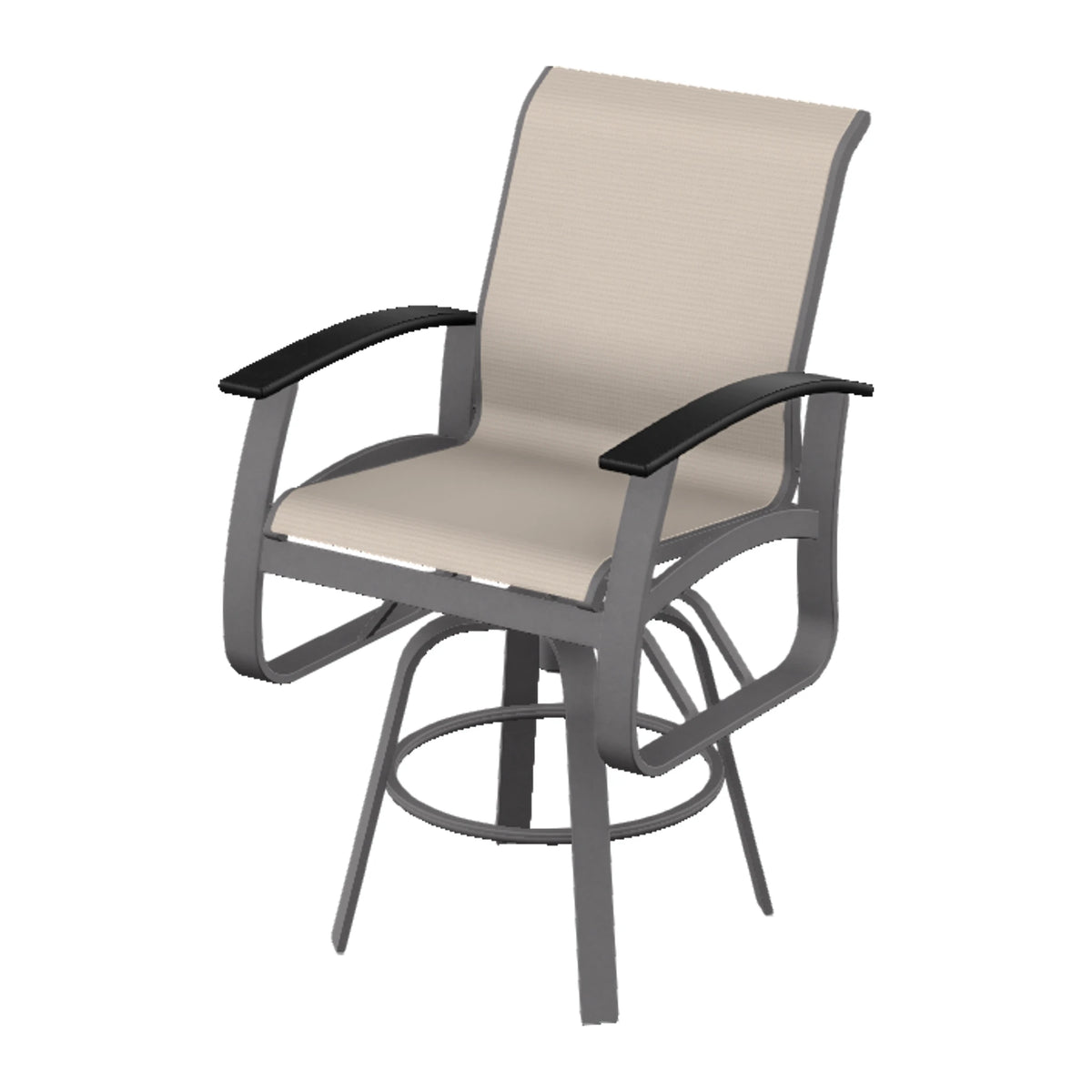 Belle Isle Sling Bar Swivel Chair — Graphite Txt PC / Black Accents