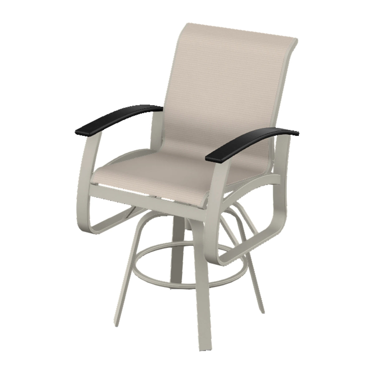 Belle Isle Sling Bar Swivel Chair — Warm Grey PC / Black Accents