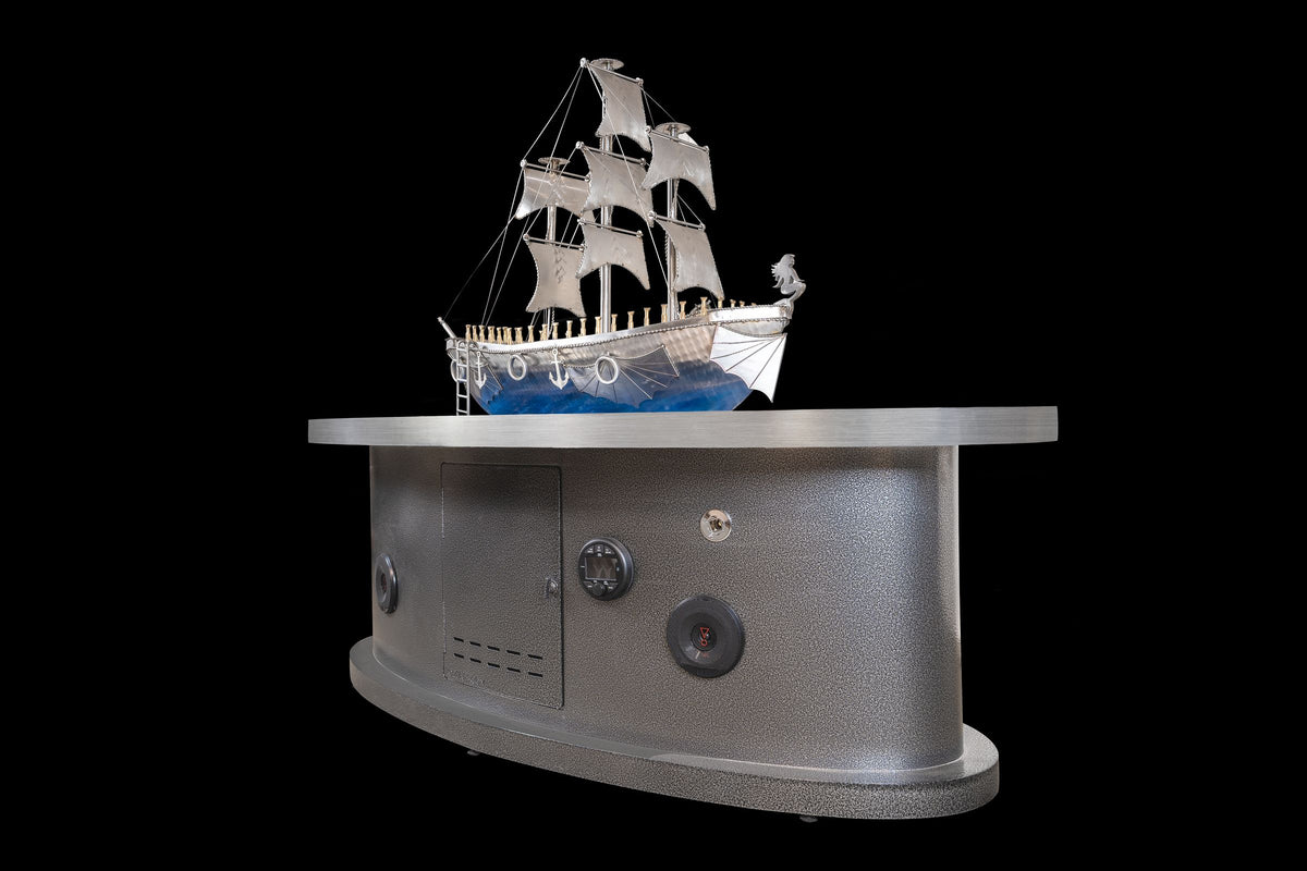 La Pinta 72" Fire Table - Stainless Steel Top & Powder Coated Base