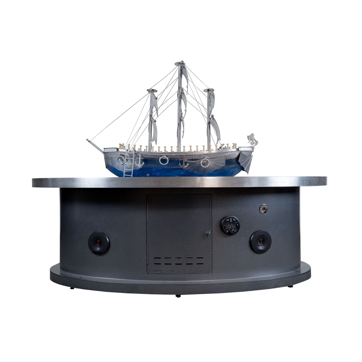 La Pinta 72" Fire Table - Stainless Steel Top & Powder Coated Base