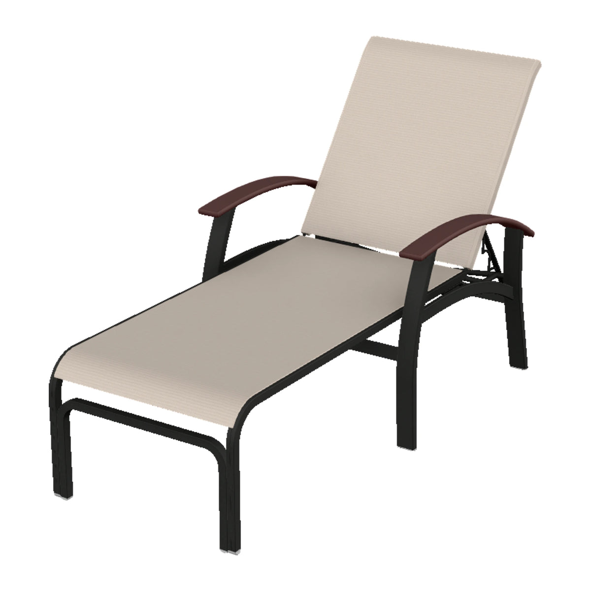 Belle Isle Sling Chaise — Black PC / Cranberry Accents