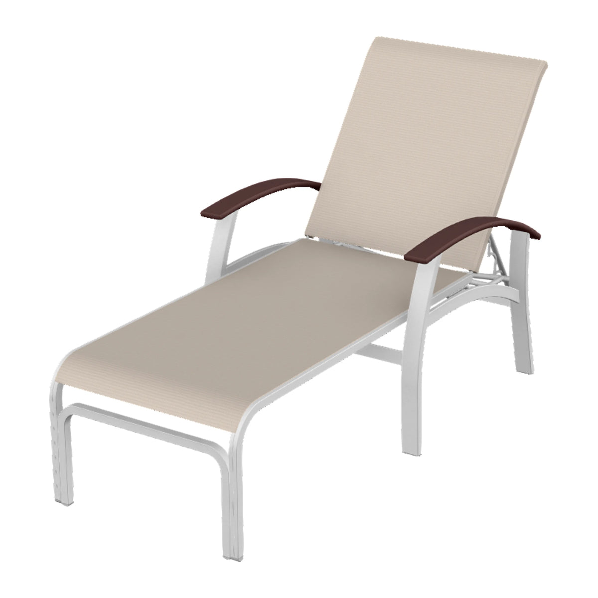 Belle Isle Sling Chaise — White Txt PC / Cranberry Accents