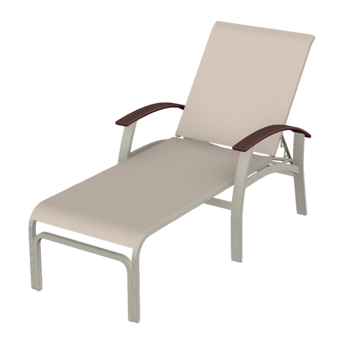 Belle Isle Sling Chaise — Warm Grey PC / Cranberry Accents