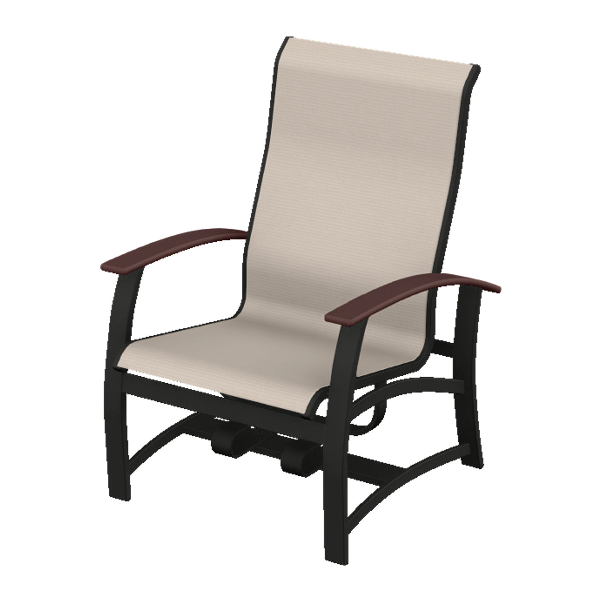 Belle Isle Sling Chat Chair w/ Hidden Motion — Black PC / Cranberry Accents