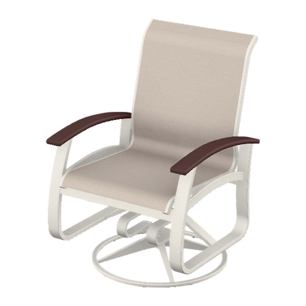 Belle Isle Sling Swivel Rocker — Snow PC / Cranberry Accents