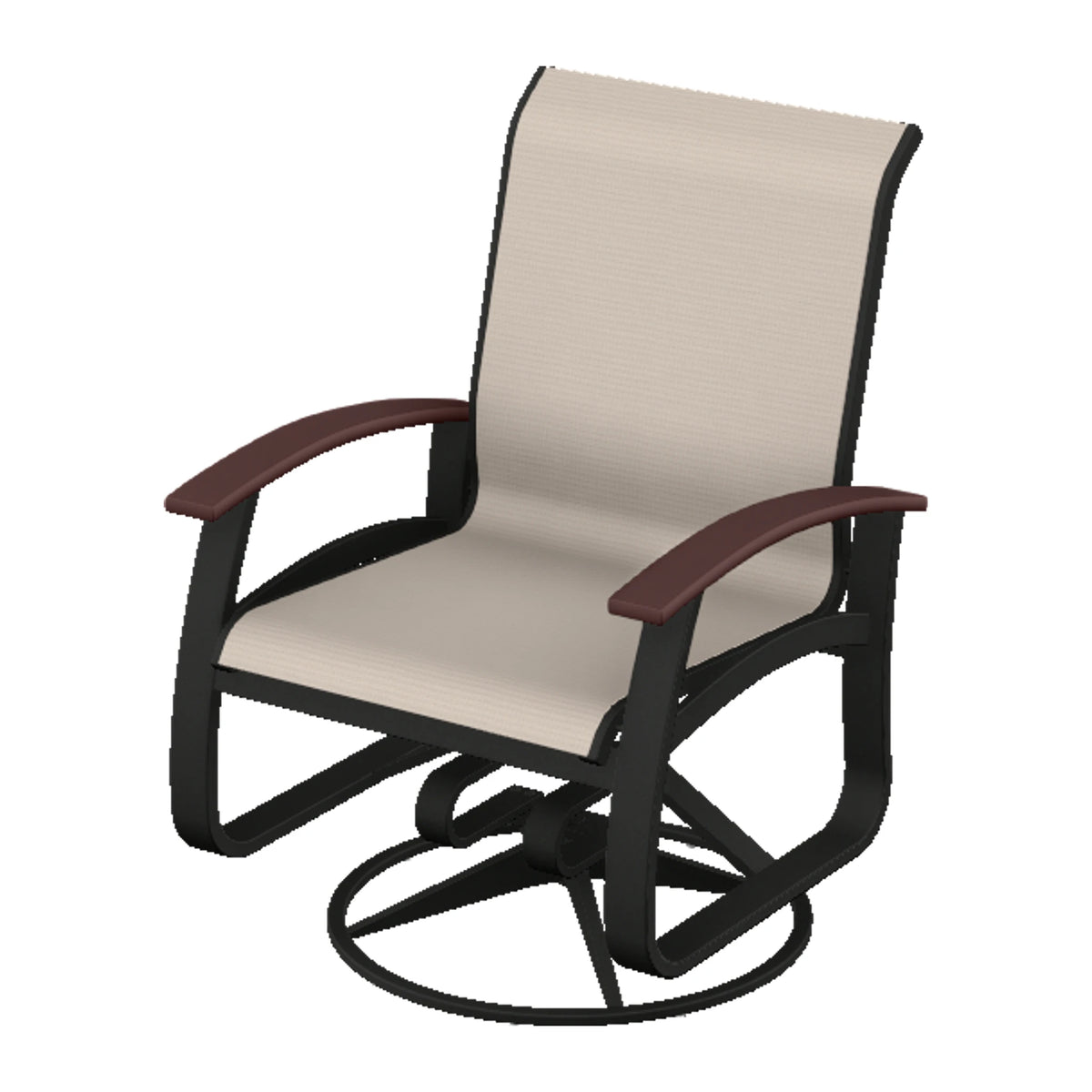 Belle Isle Sling Swivel Rocker — Black PC / Cranberry Accents
