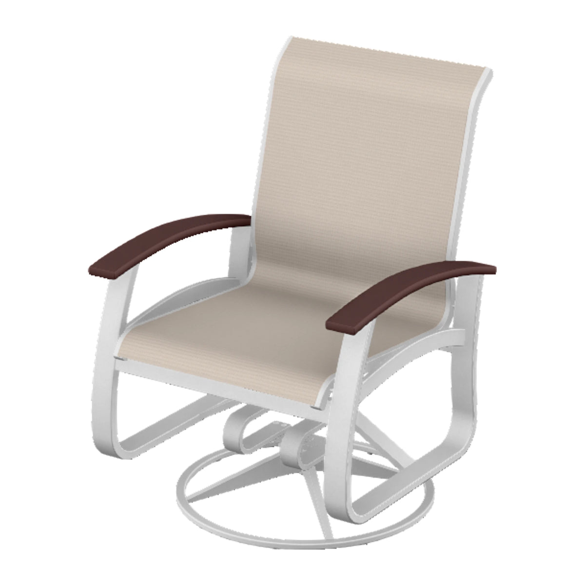 Belle Isle Sling Swivel Rocker — White Txt PC / Cranberry Accents