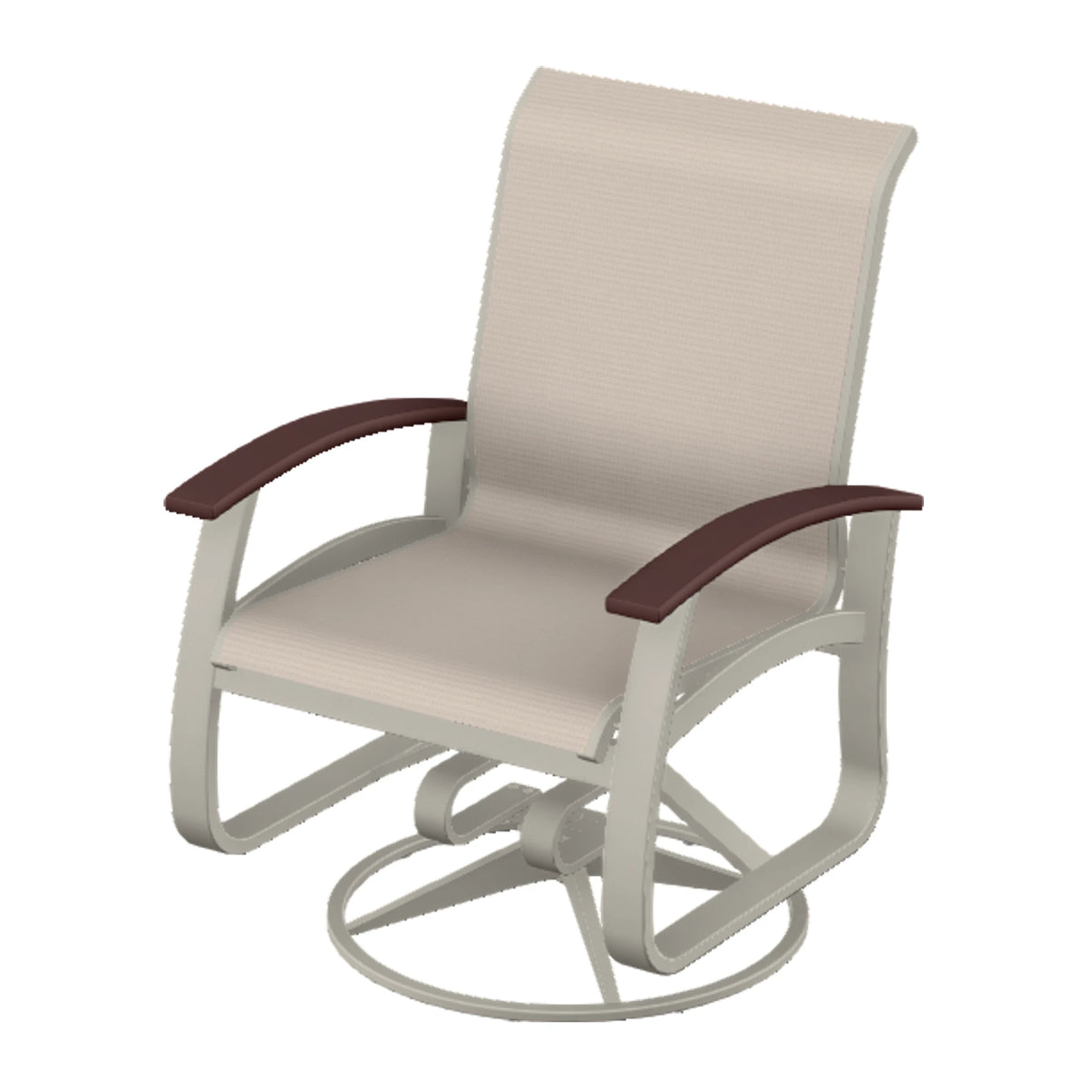 Belle Isle Sling Swivel Rocker — Warm Grey PC / Cranberry Accents