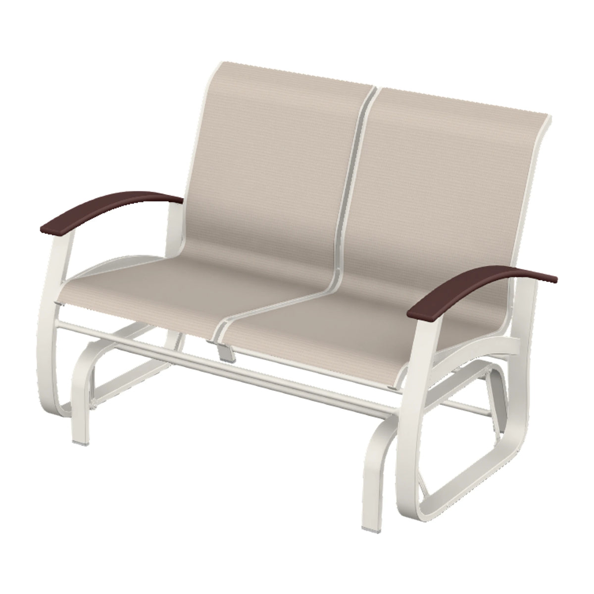 Belle Isle Sling Loveseat Glider — Snow PC / Cranberry Accents