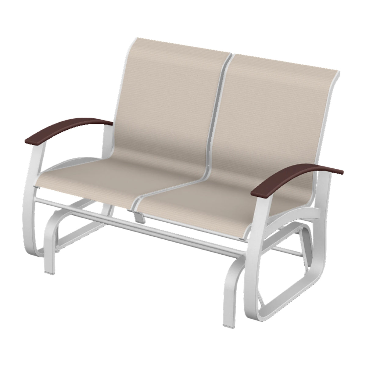 Belle Isle Sling Loveseat Glider — White Txt PC / Cranberry Accents