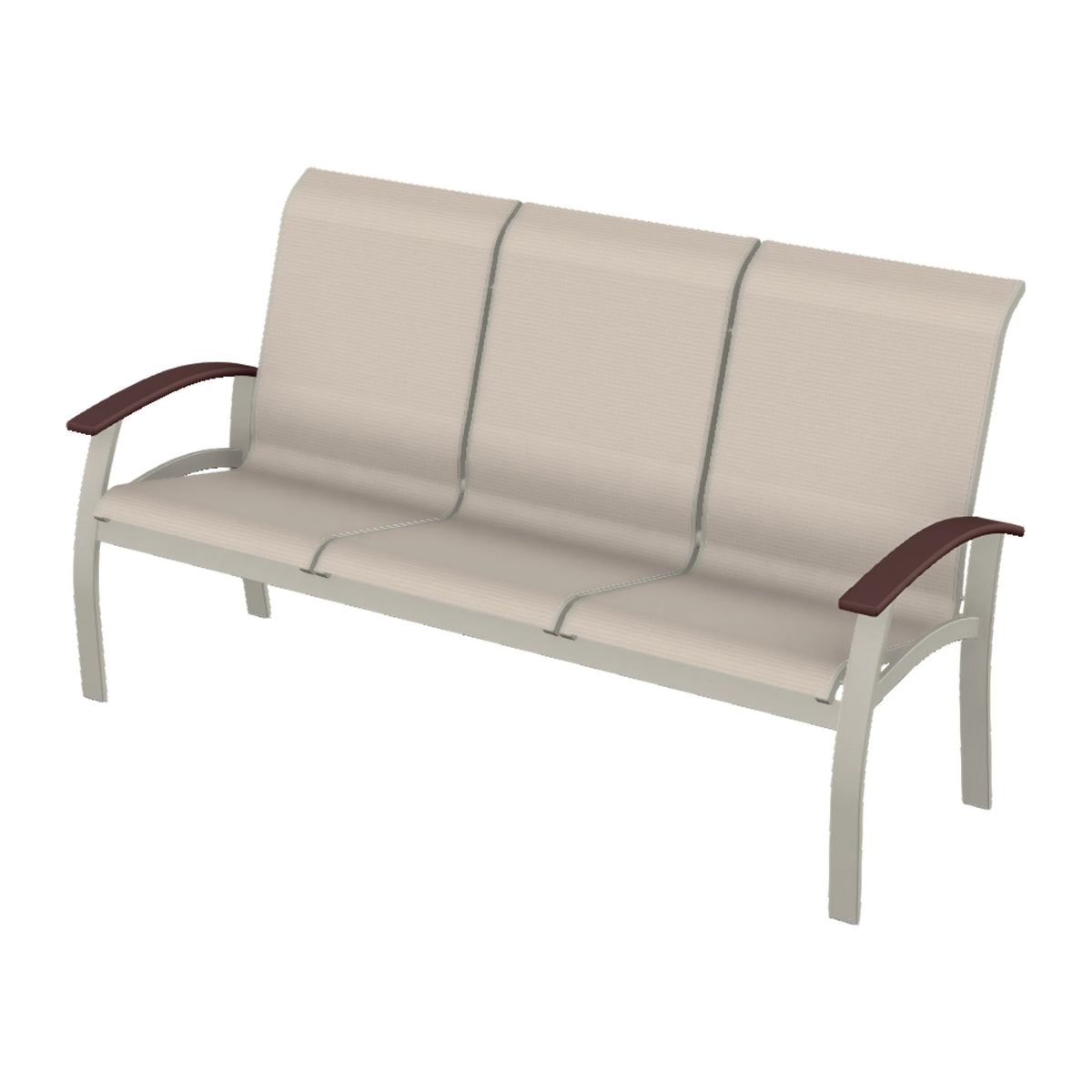 Belle Isle Sling Sofa — Warm Grey PC / Cranberry Accents