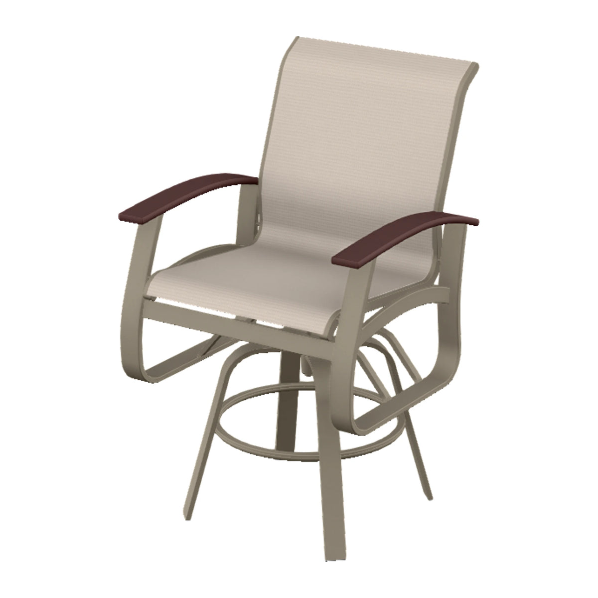 Belle Isle Sling Balcony Swivel Chair — Storm PC / Cranberry Accents