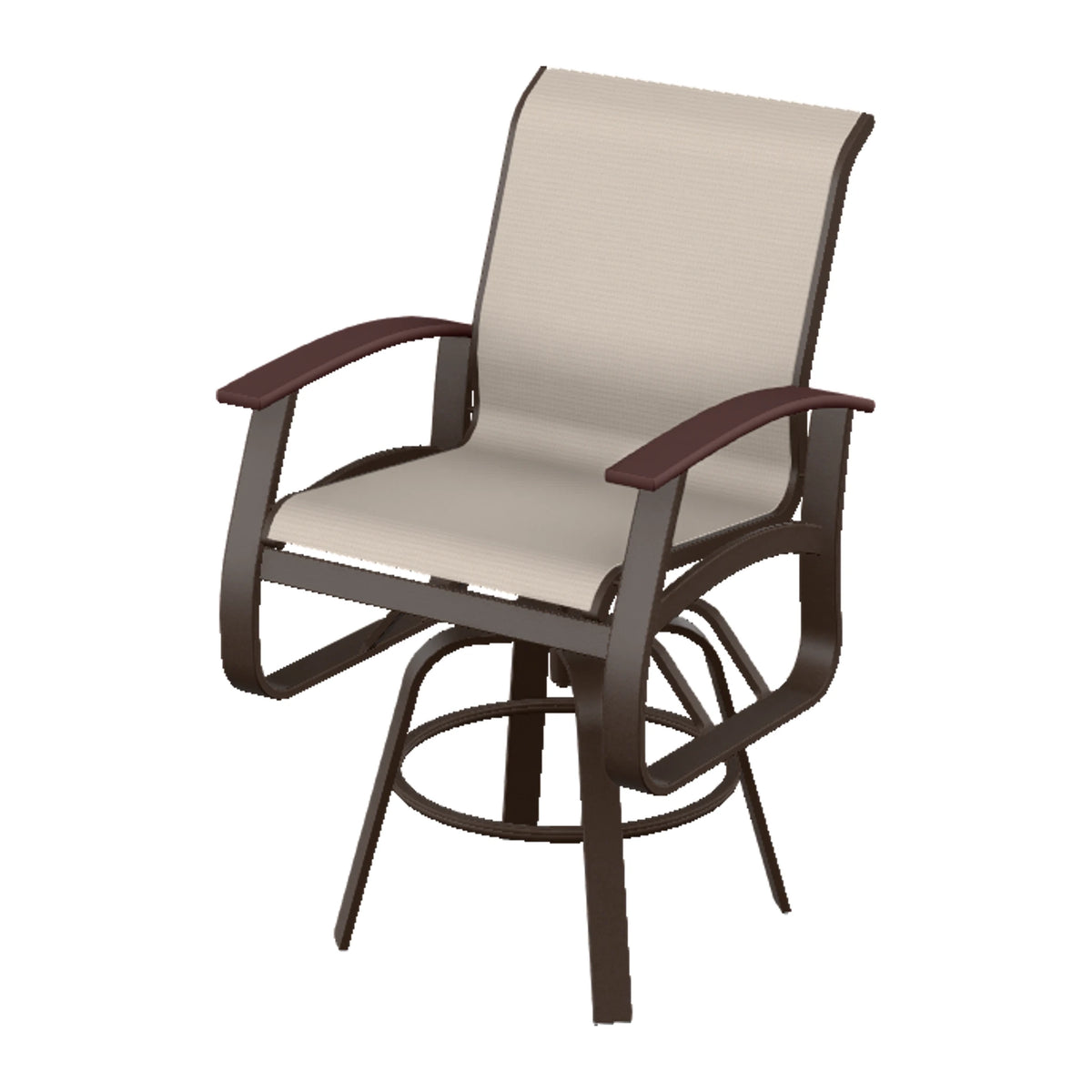 Belle Isle Sling Balcony Swivel Chair — Kona PC / Cranberry Accents