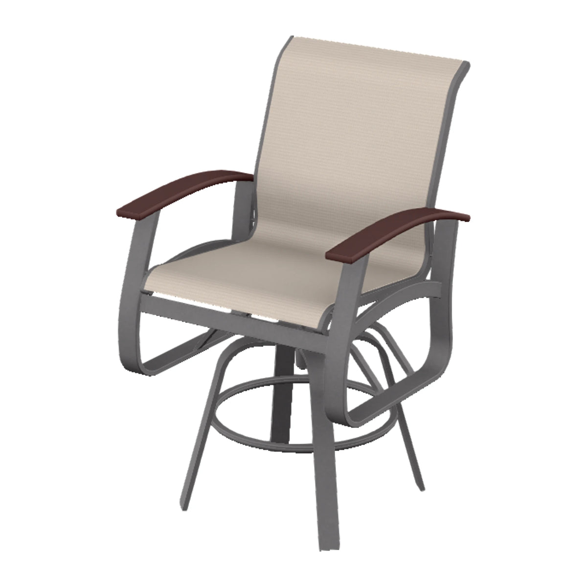 Belle Isle Sling Balcony Swivel Chair — Graphite Txt PC / Cranberry Accents