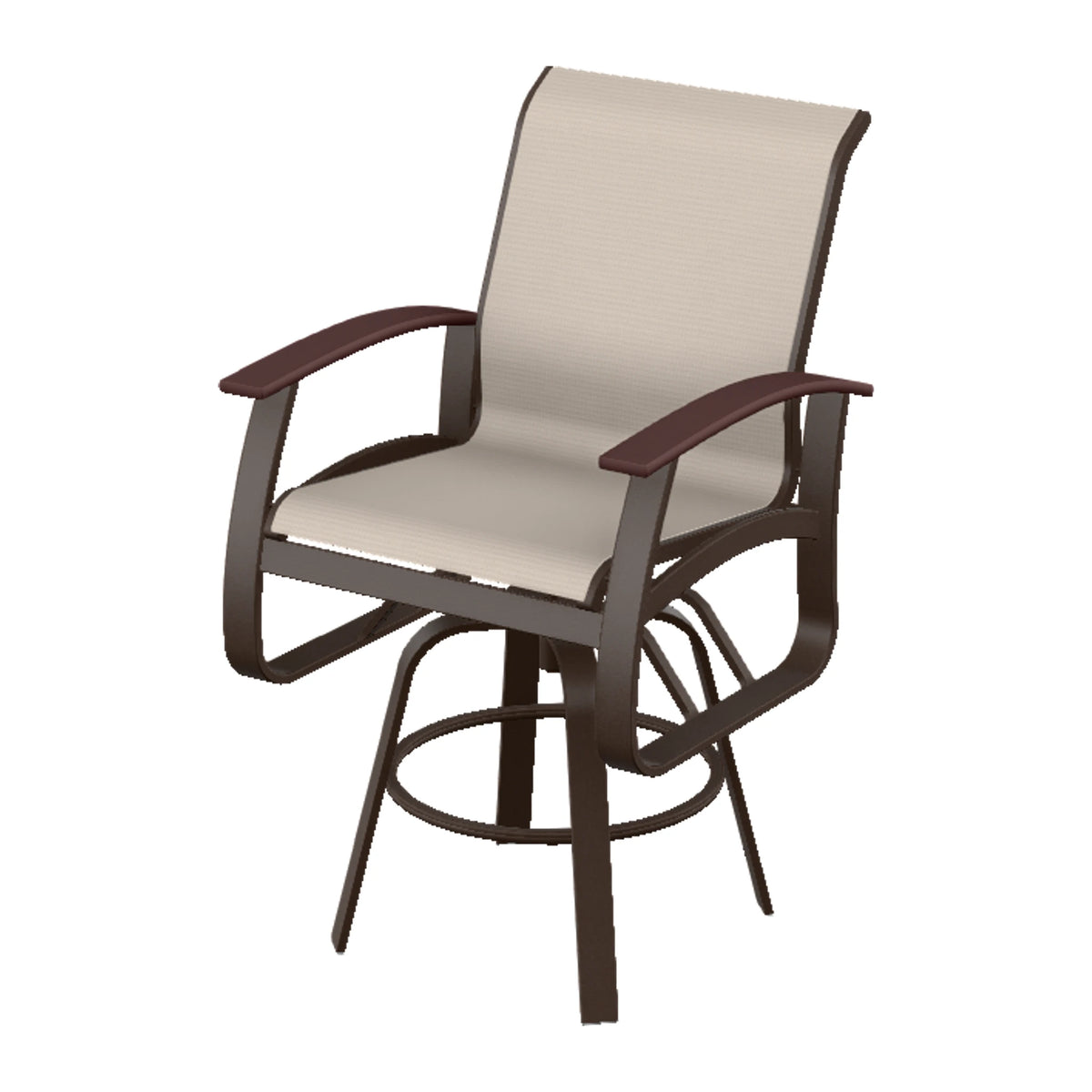 Belle Isle Sling Bar Swivel Chair — Kona PC / Cranberry Accents