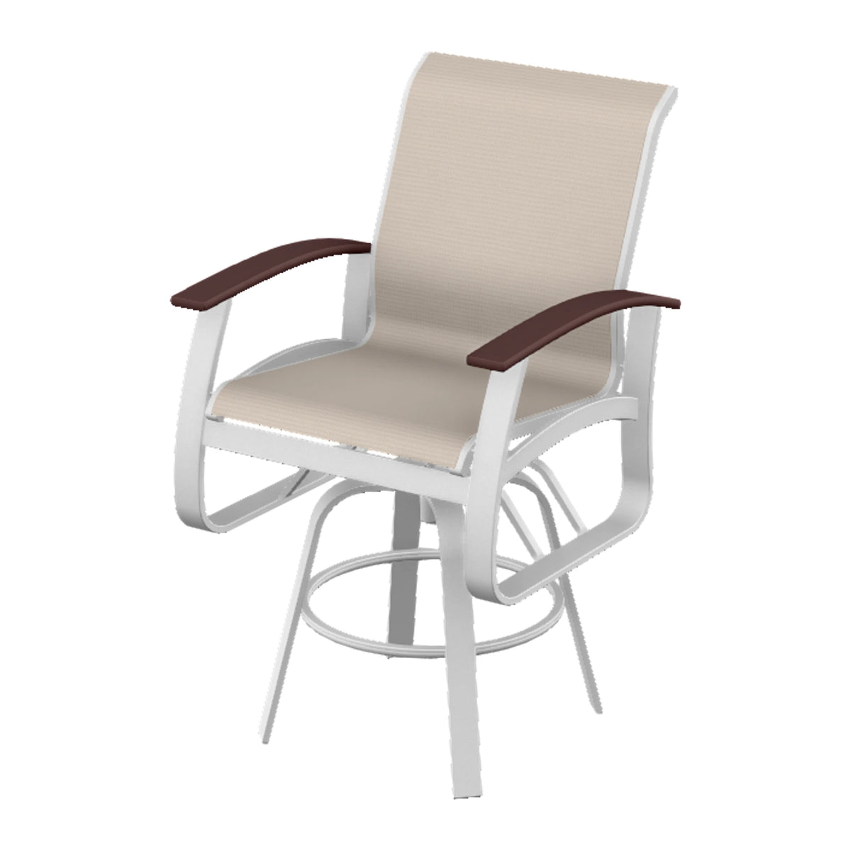 Belle Isle Sling Bar Swivel Chair — White Txt PC / Cranberry Accents