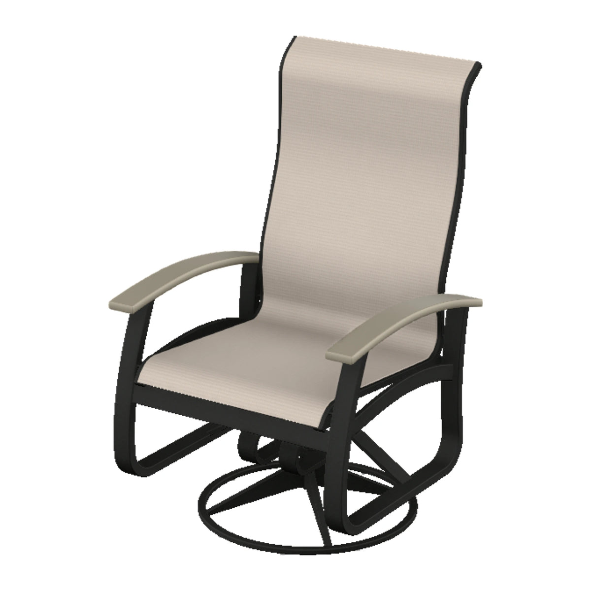 Belle Isle Sling Supreme Height Swivel Rocker — Black PC / Storm Accents