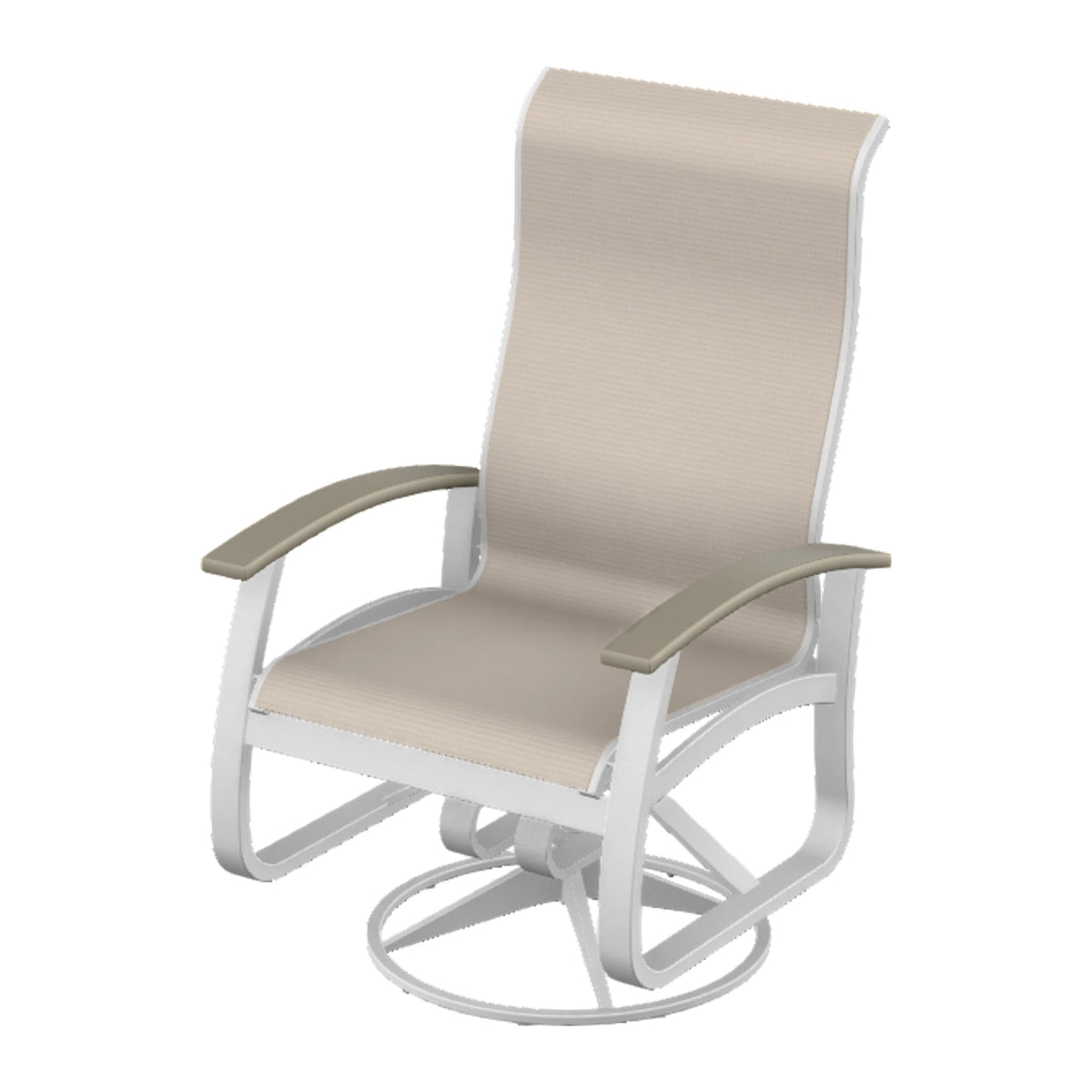 Belle Isle Sling Supreme Height Swivel Rocker — White Txt PC / Storm Accents