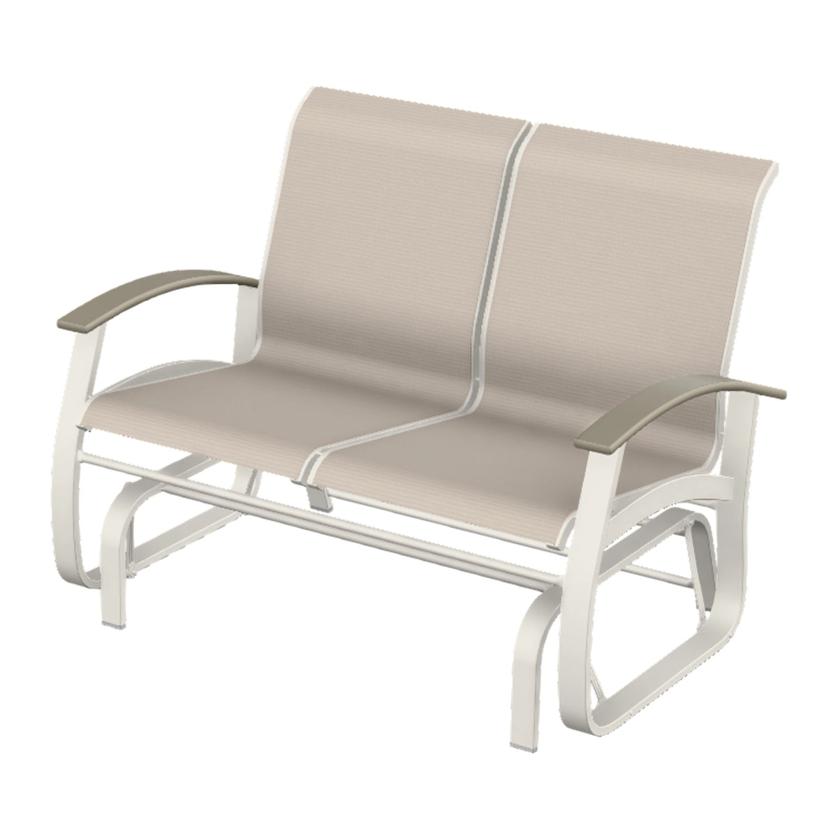 Belle Isle Sling Loveseat Glider — Snow PC / Storm Accents
