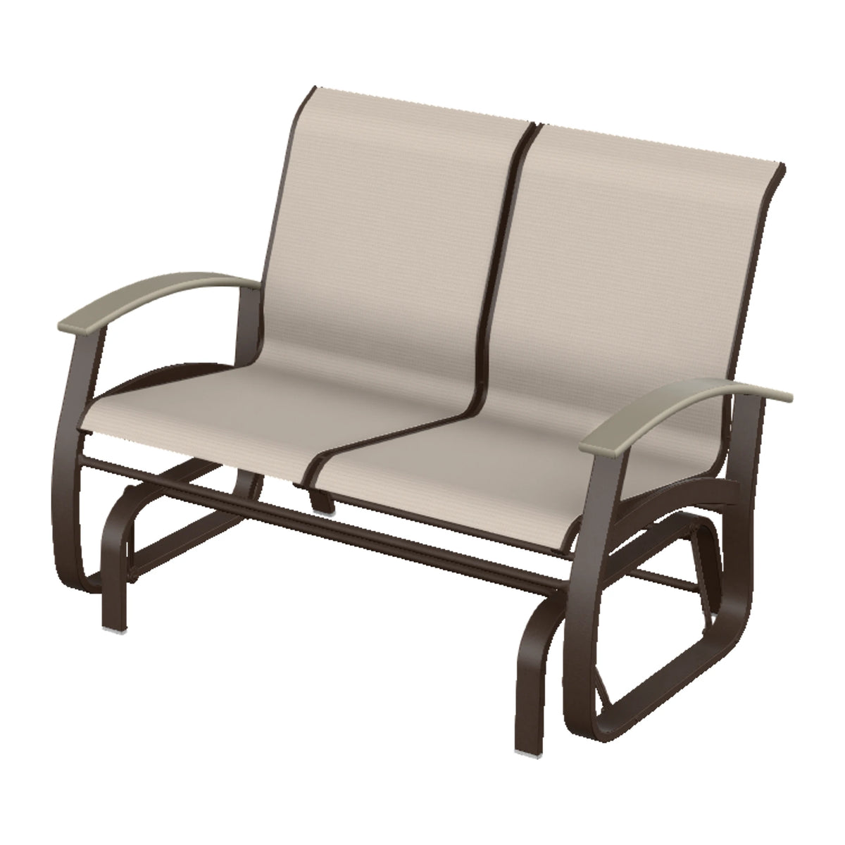 Belle Isle Sling Loveseat Glider — Kona PC / Storm Accents