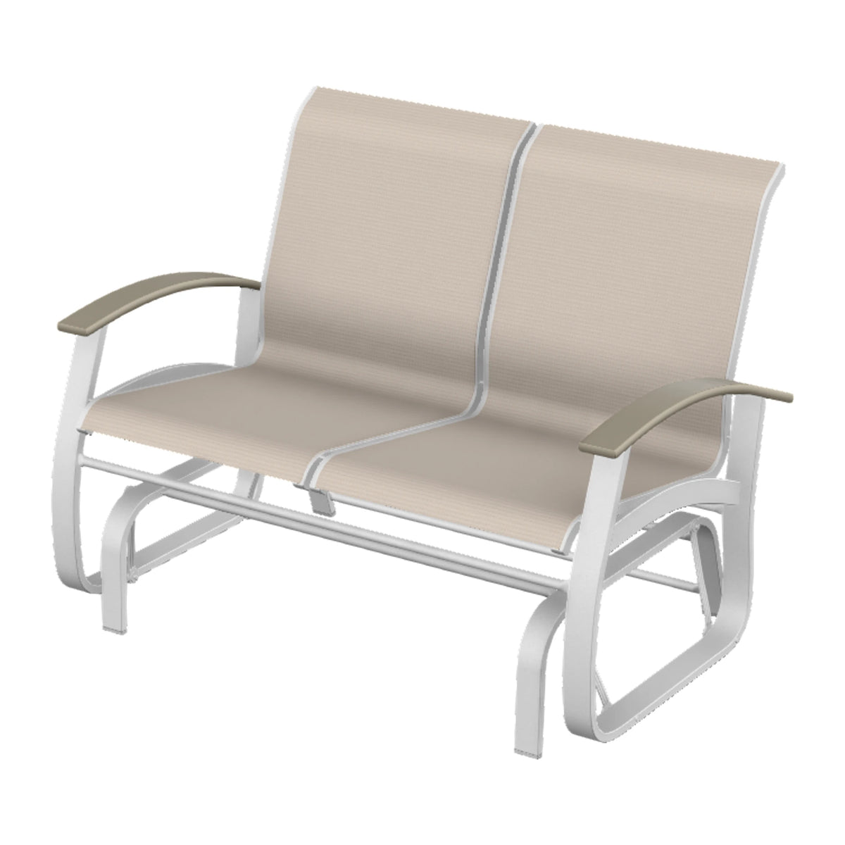 Belle Isle Sling Loveseat Glider — White Txt PC / Storm Accents