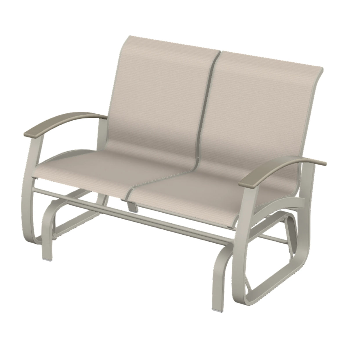 Belle Isle Sling Loveseat Glider — Warm Grey PC / Storm Accents