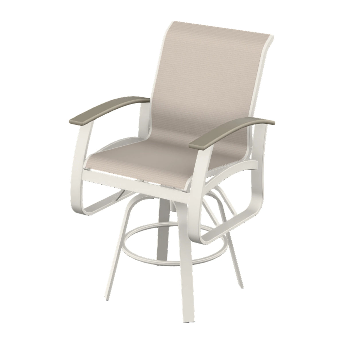 Belle Isle Sling Bar Swivel Chair — Snow PC / Storm Accents