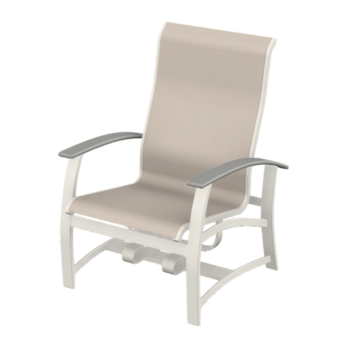 Belle Isle Sling Chat Chair w/ Hidden Motion — Snow PC / Cape Grey Accents