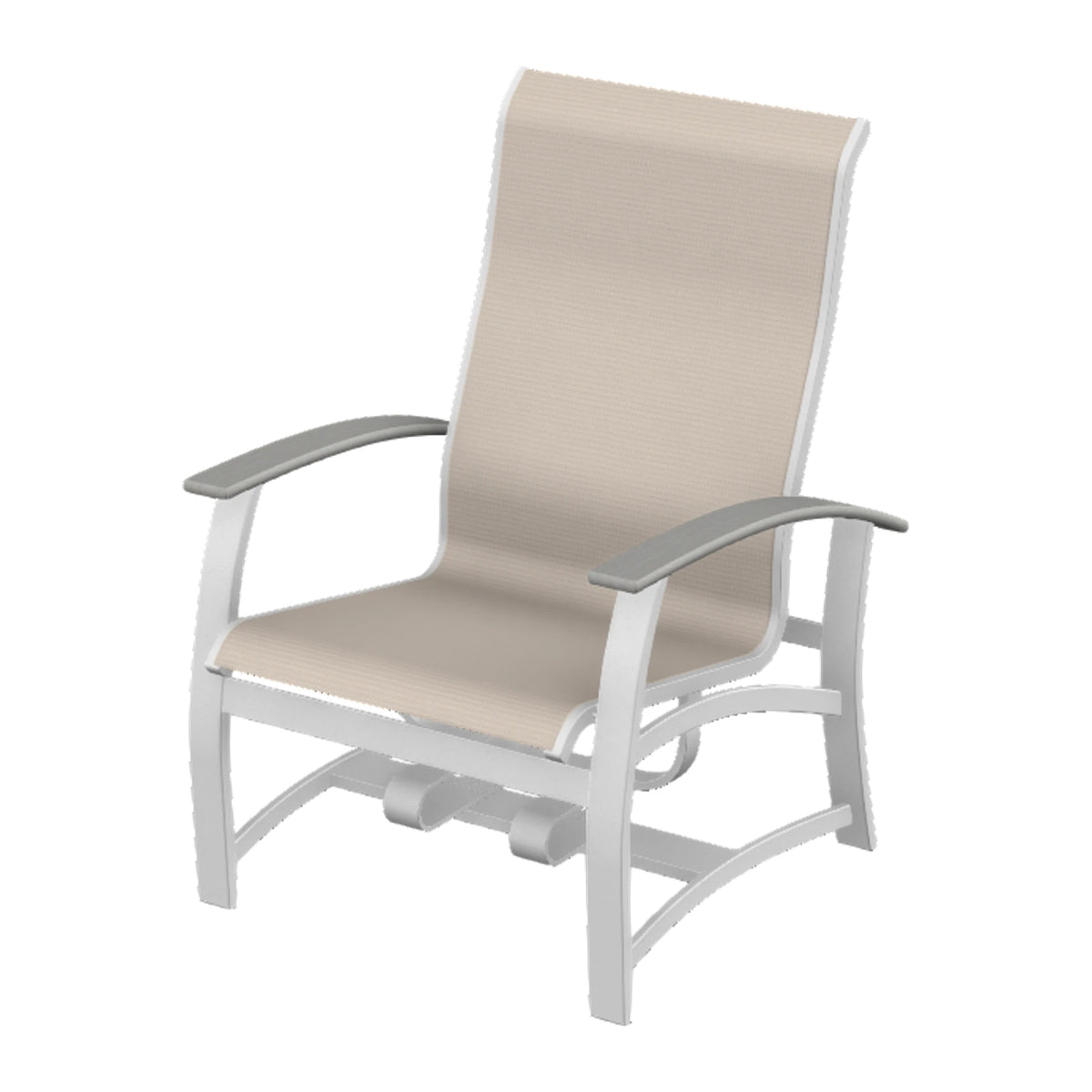 Belle Isle Sling Chat Chair w/ Hidden Motion — White Txt PC / Cape Grey Accents