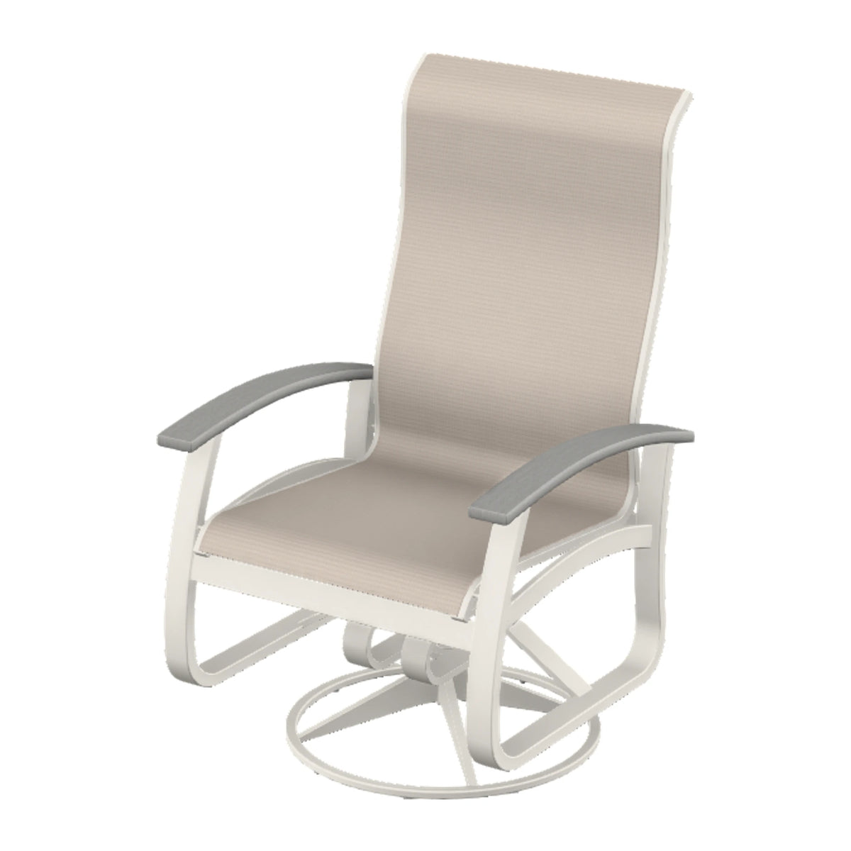 Belle Isle Sling Supreme Height Swivel Rocker — Snow PC / Cape Grey Accents