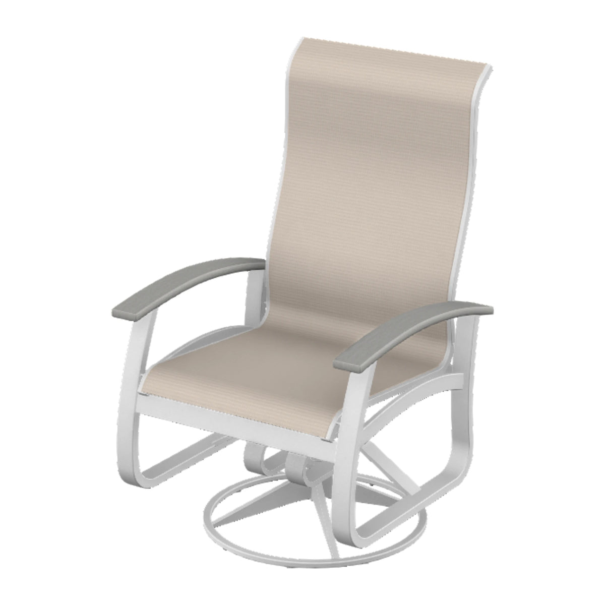 Belle Isle Sling Supreme Height Swivel Rocker — White Txt PC / Cape Grey Accents