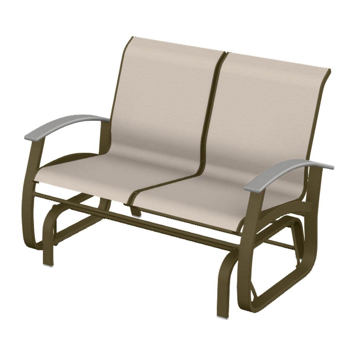 Belle Isle Sling Loveseat Glider — Beachwood PC / Cape Grey Accents