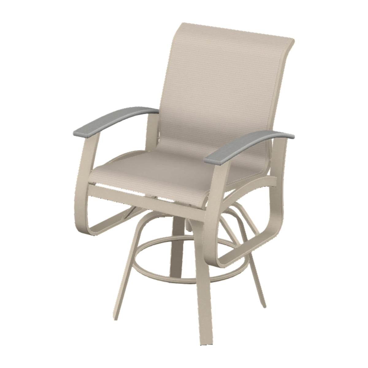 Belle Isle Sling Balcony Swivel Chair — Desert Sand PC / Cape Grey Accents