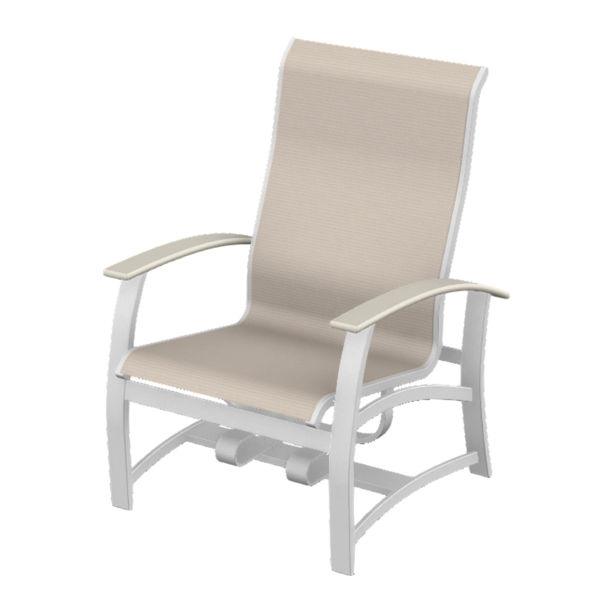 Belle Isle Sling Chat Chair w/ Hidden Motion — White Txt PC / Laguna Accents