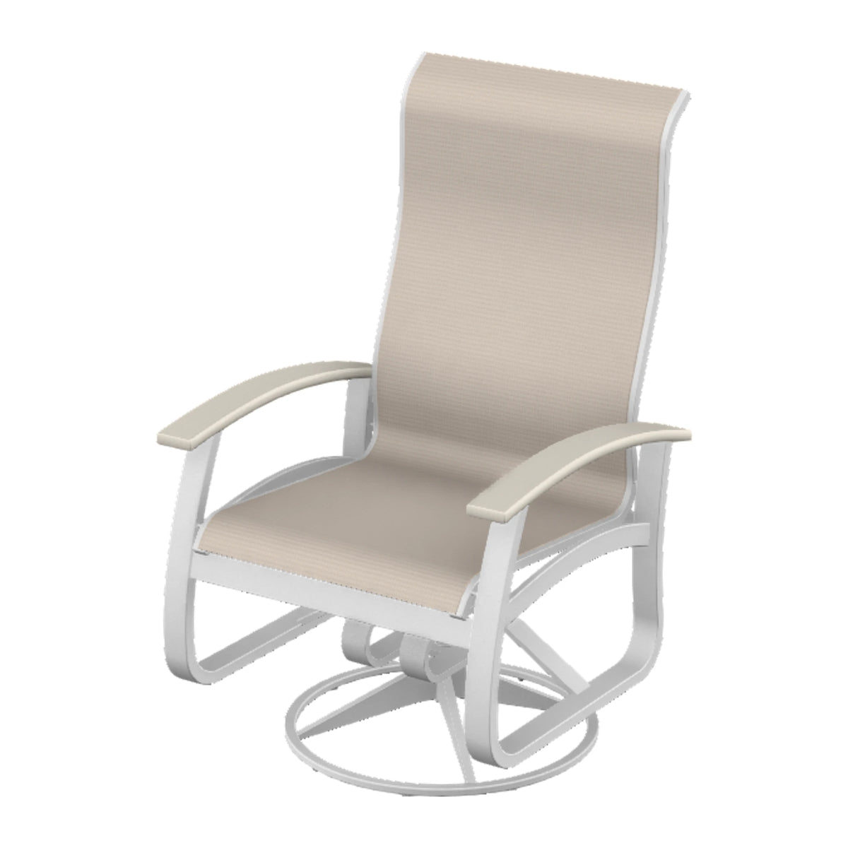 Belle Isle Sling Supreme Height Swivel Rocker — White Txt PC / Laguna Accents