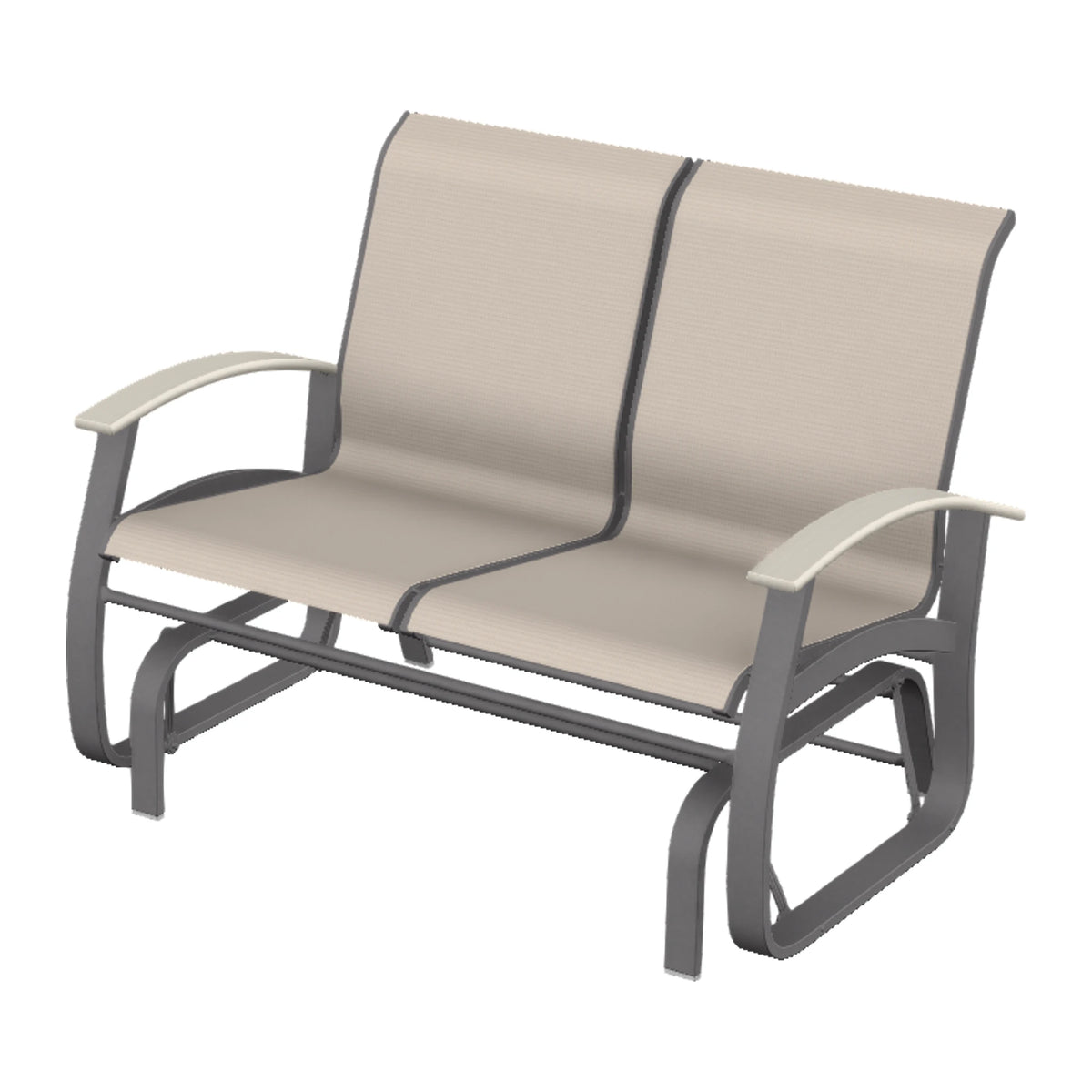 Belle Isle Sling Loveseat Glider — Graphite Txt PC / Laguna Accents