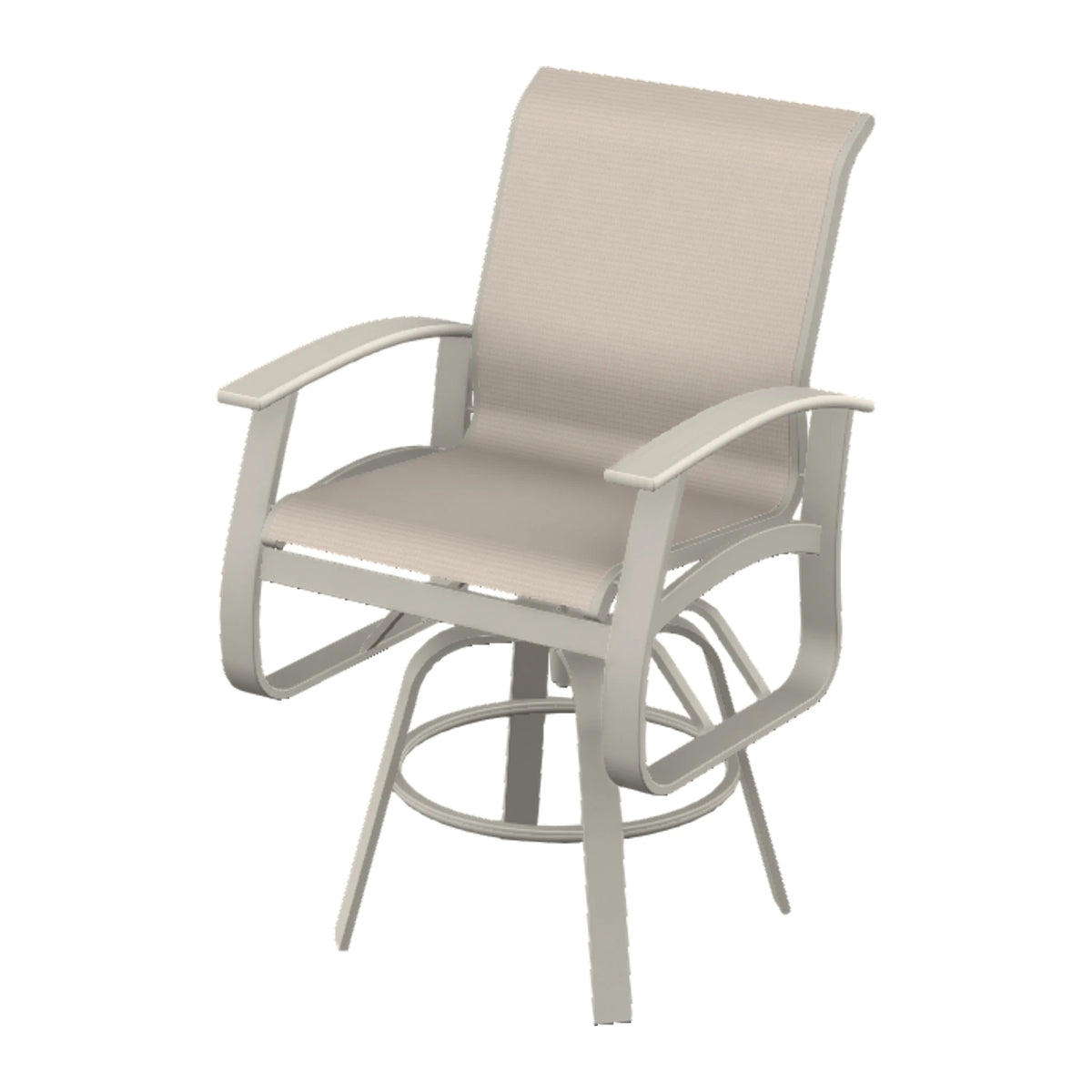 Belle Isle Sling Balcony Swivel Chair — Warm Grey PC / Laguna Accents