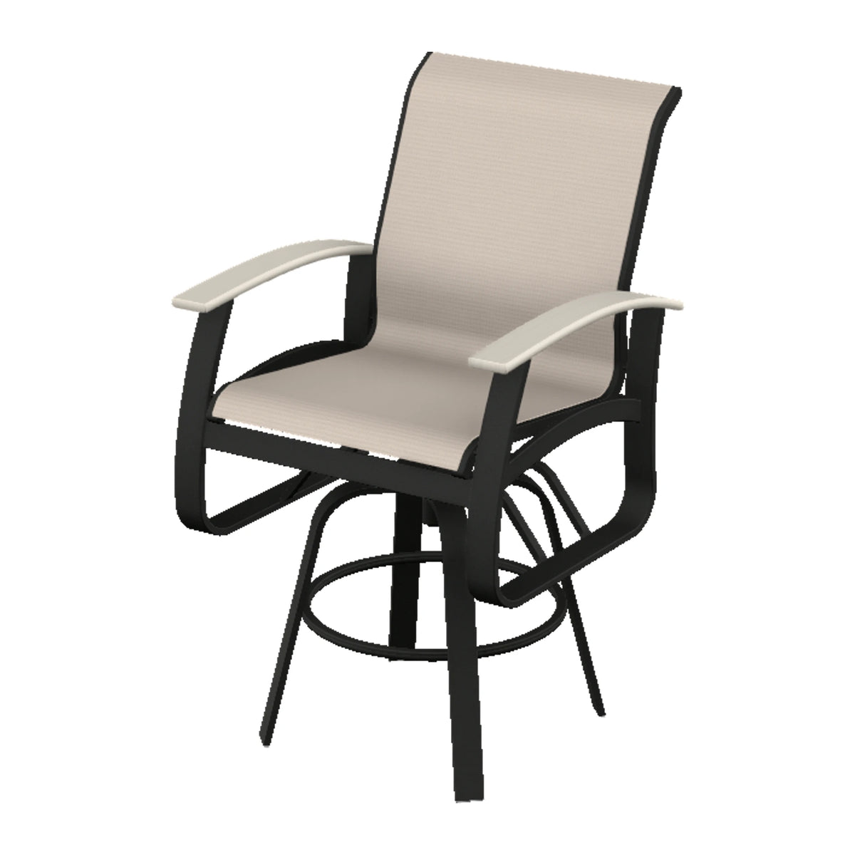 Belle Isle Sling Bar Swivel Chair — Black PC / Laguna Accents