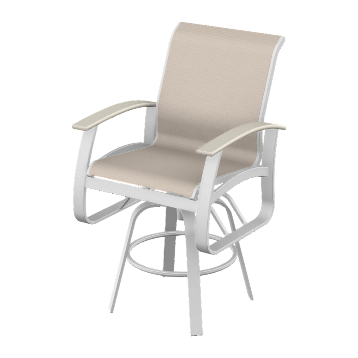 Belle Isle Sling Bar Swivel Chair — White Txt PC / Laguna Accents