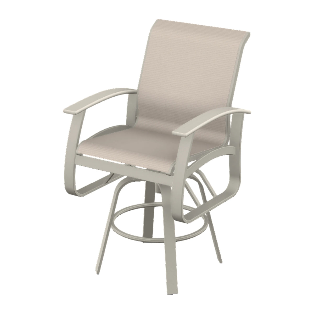 Belle Isle Sling Bar Swivel Chair — Warm Grey PC / Laguna Accents