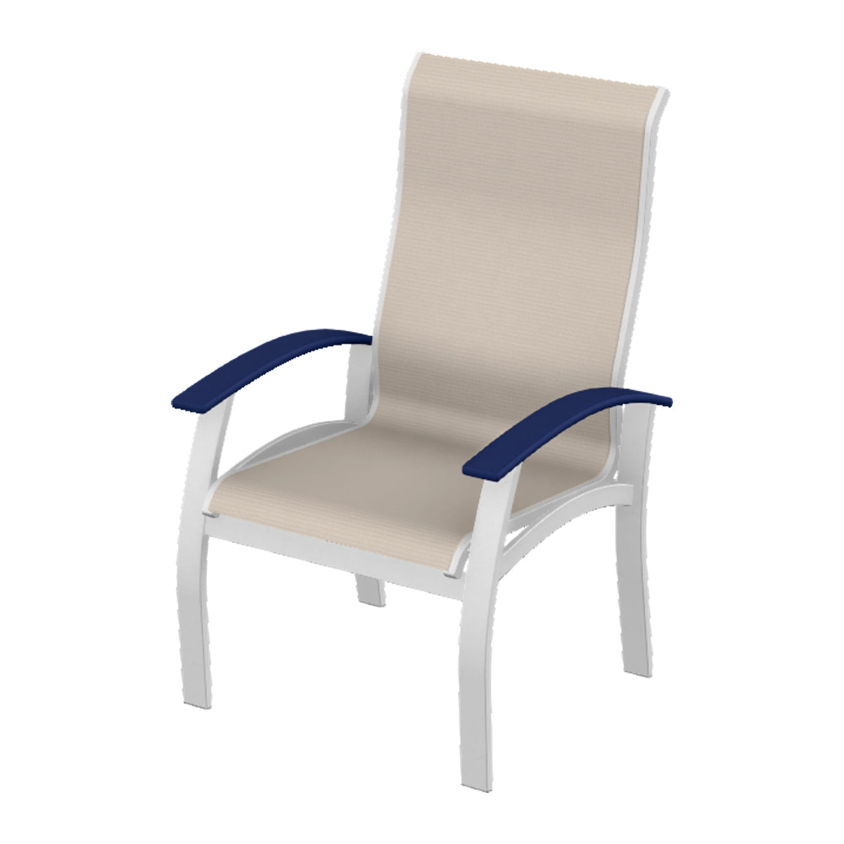 Belle Isle Sling Supreme Height Armchair — White Txt PC / Navy Accents