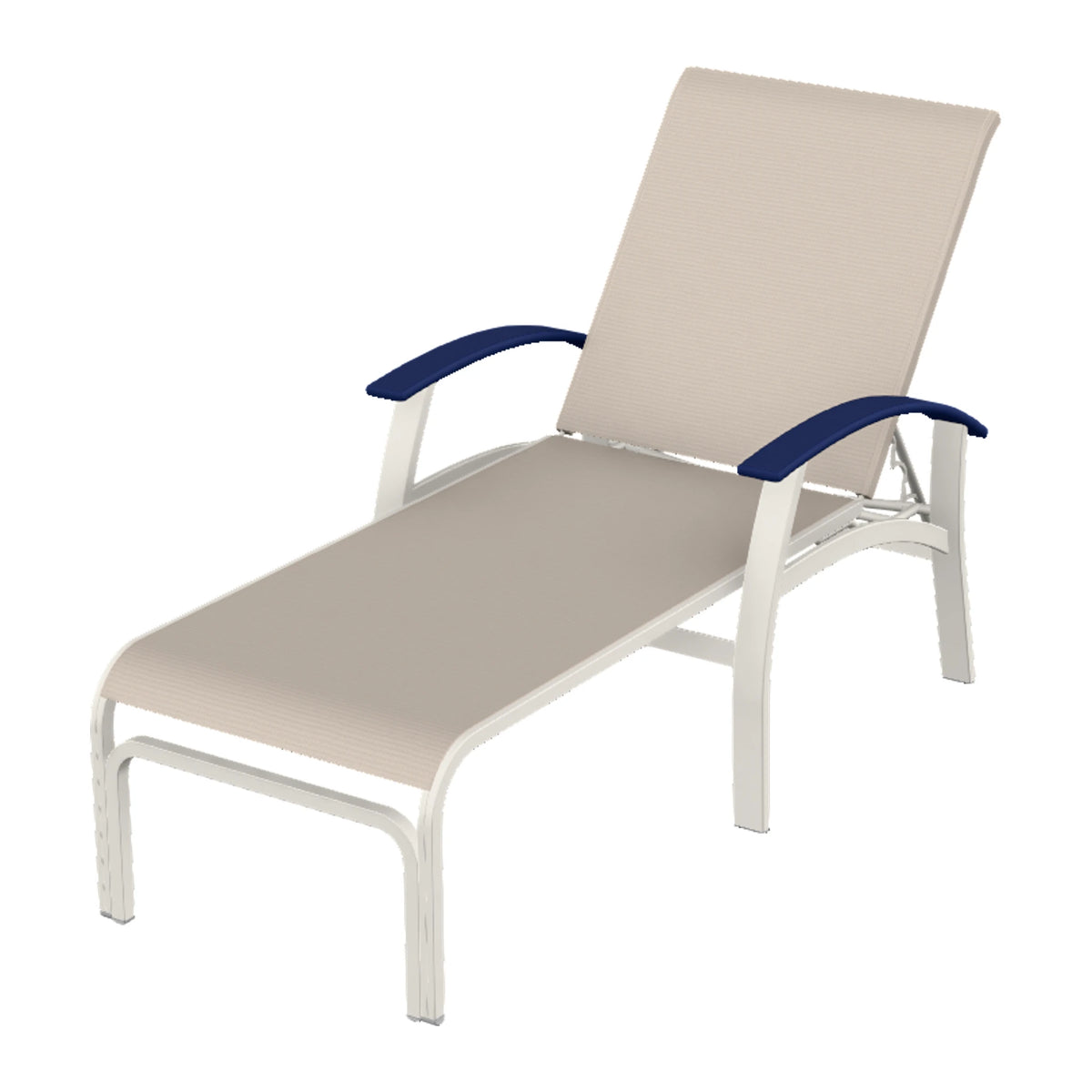 Belle Isle Sling Chaise — Snow PC / Navy Accents