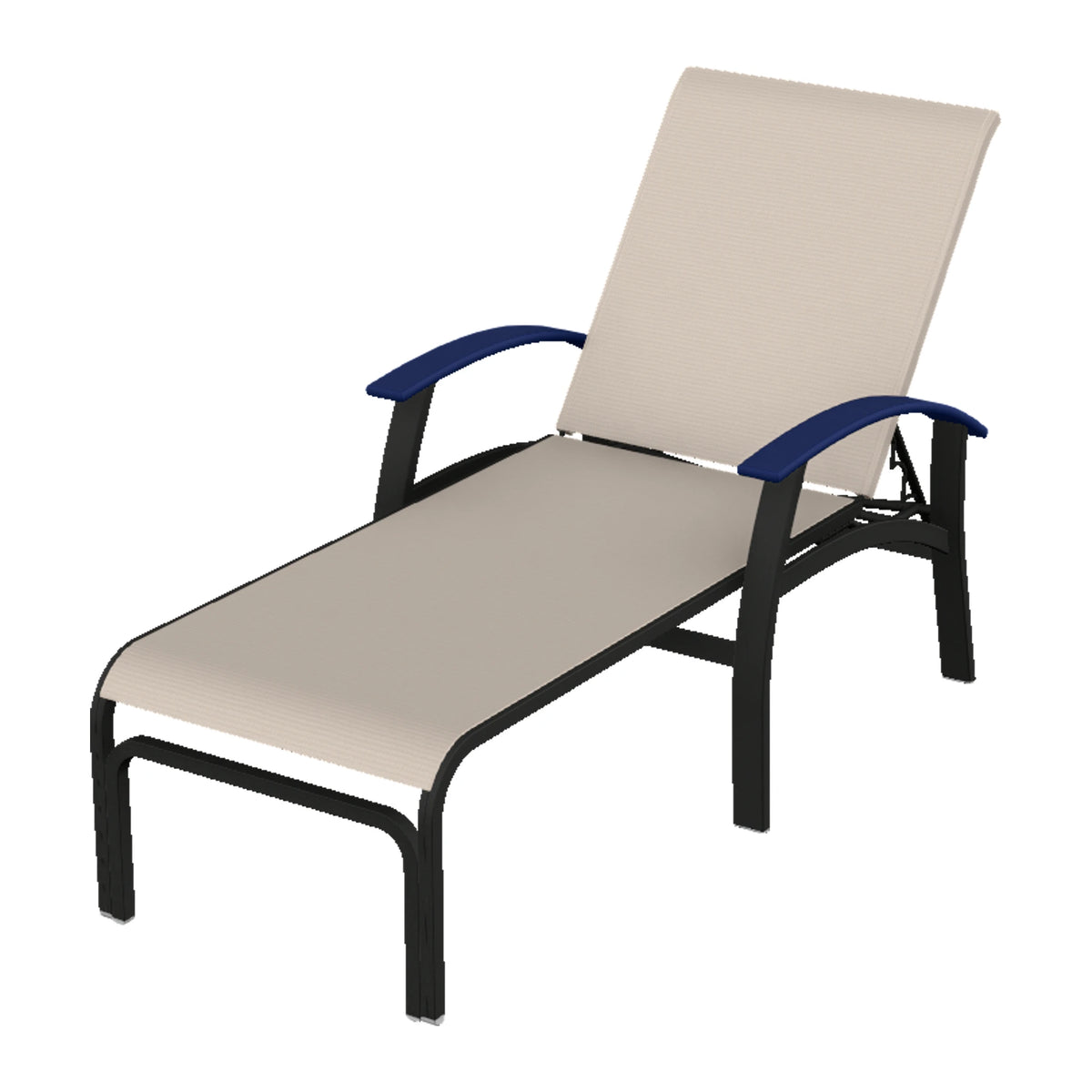 Belle Isle Sling Chaise — Black PC / Navy Accents