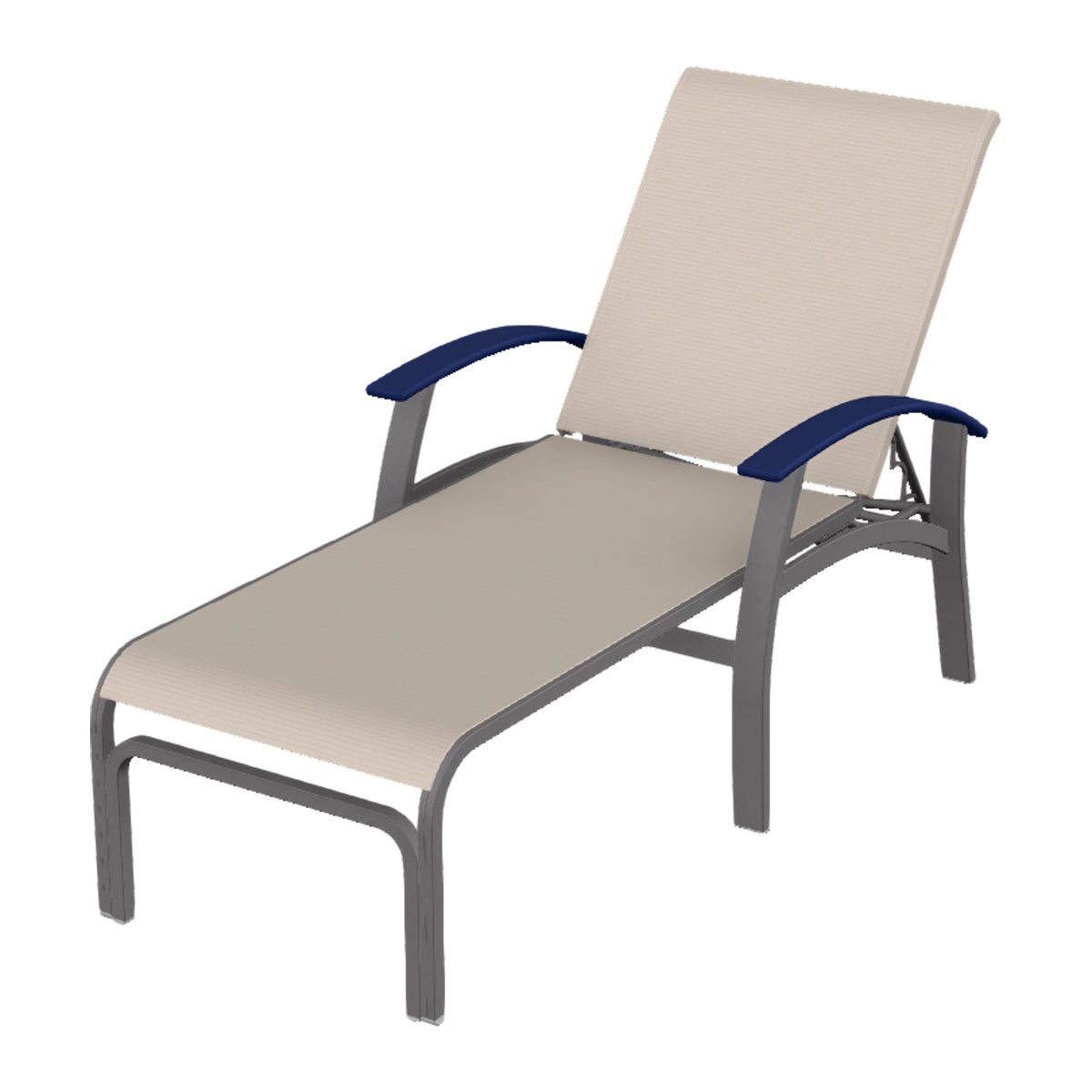 Belle Isle Sling Chaise — Graphite Txt PC / Navy Accents