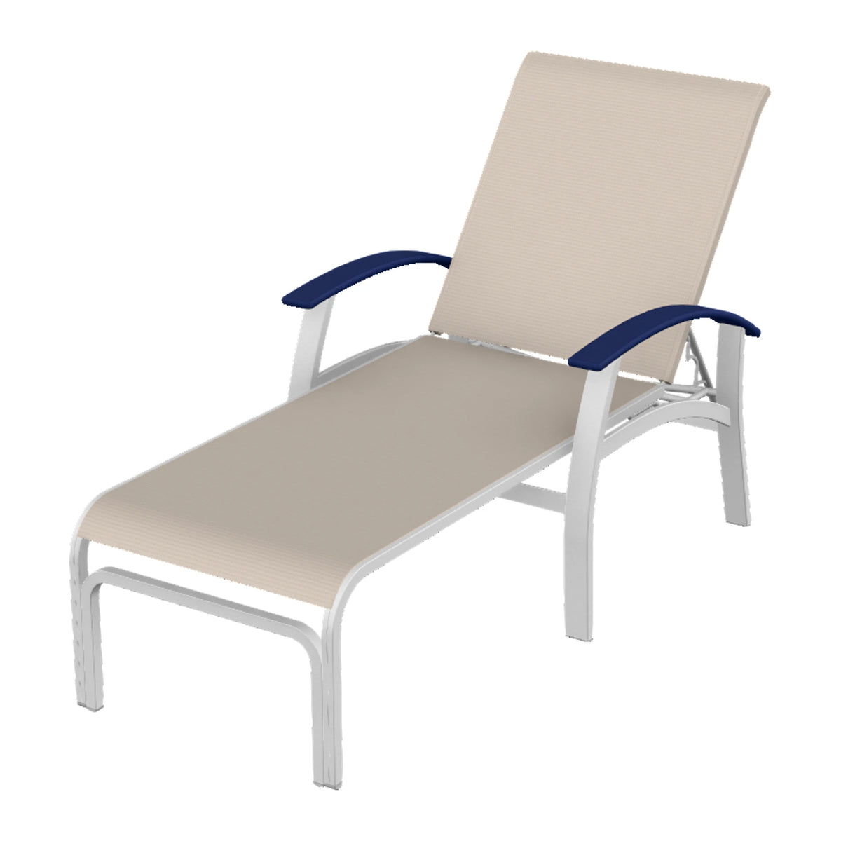 Belle Isle Sling Chaise — White Txt PC / Navy Accents