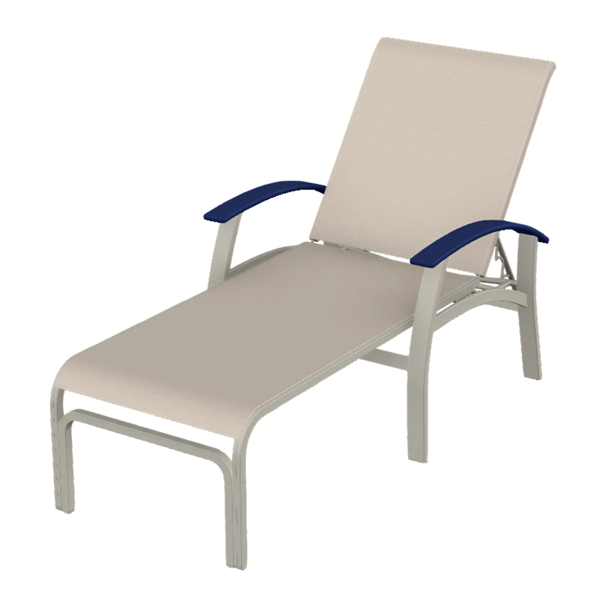 Belle Isle Sling Chaise — Warm Grey PC / Navy Accents