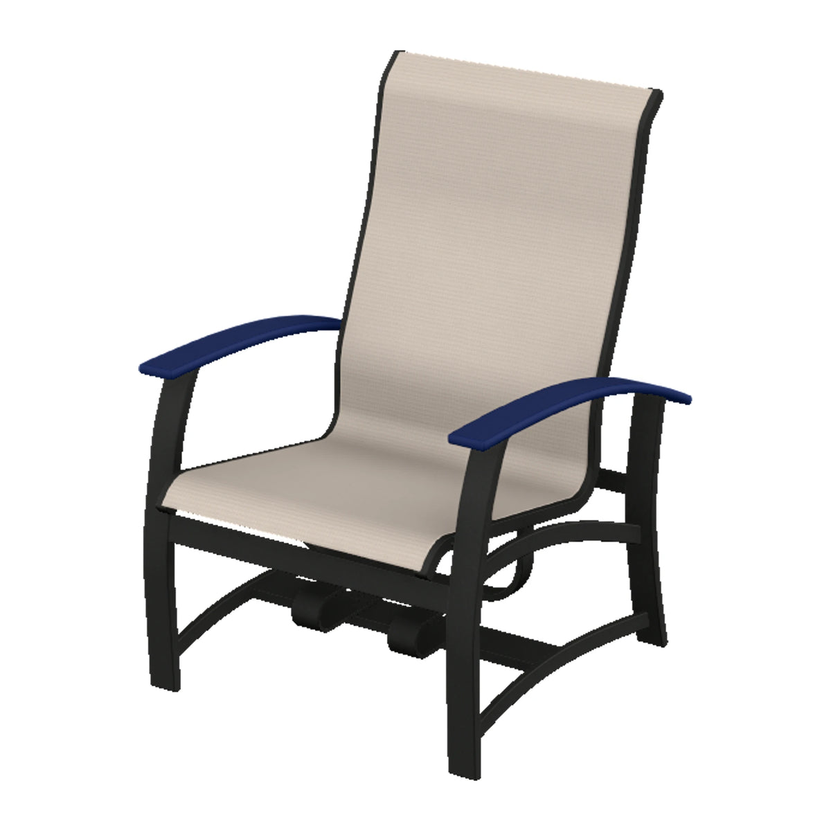 Belle Isle Sling Chat Chair w/ Hidden Motion — Black PC / Navy Accents