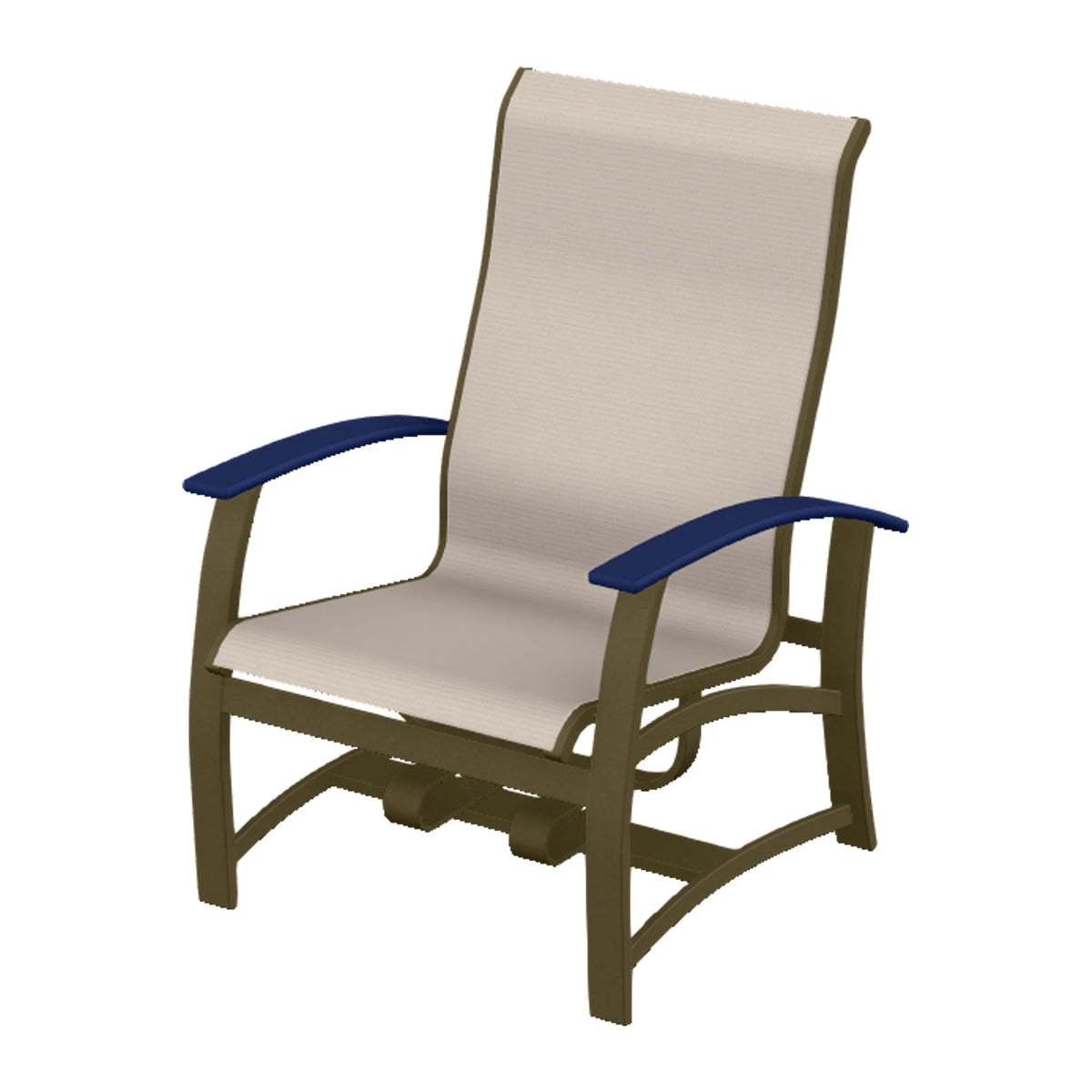 Belle Isle Sling Chat Chair w/ Hidden Motion — Beachwood PC / Navy Accents